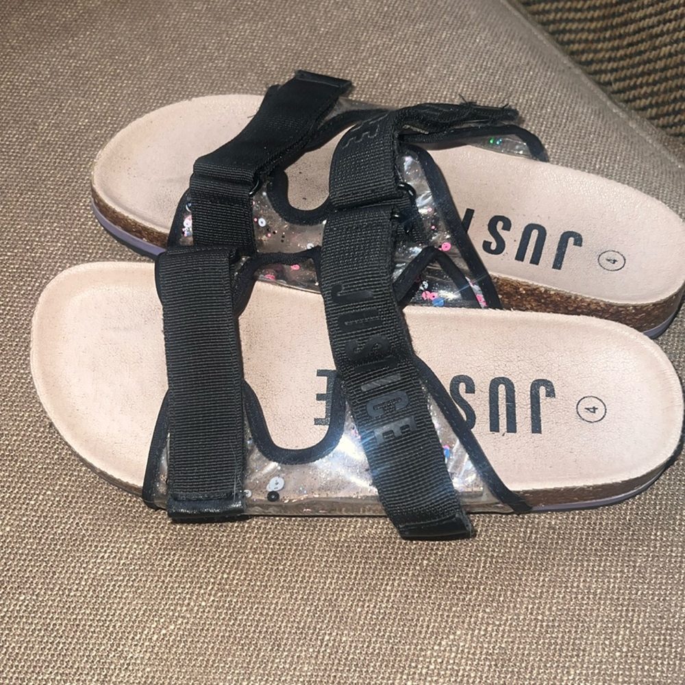 Justice size 4 girls sandals/slides